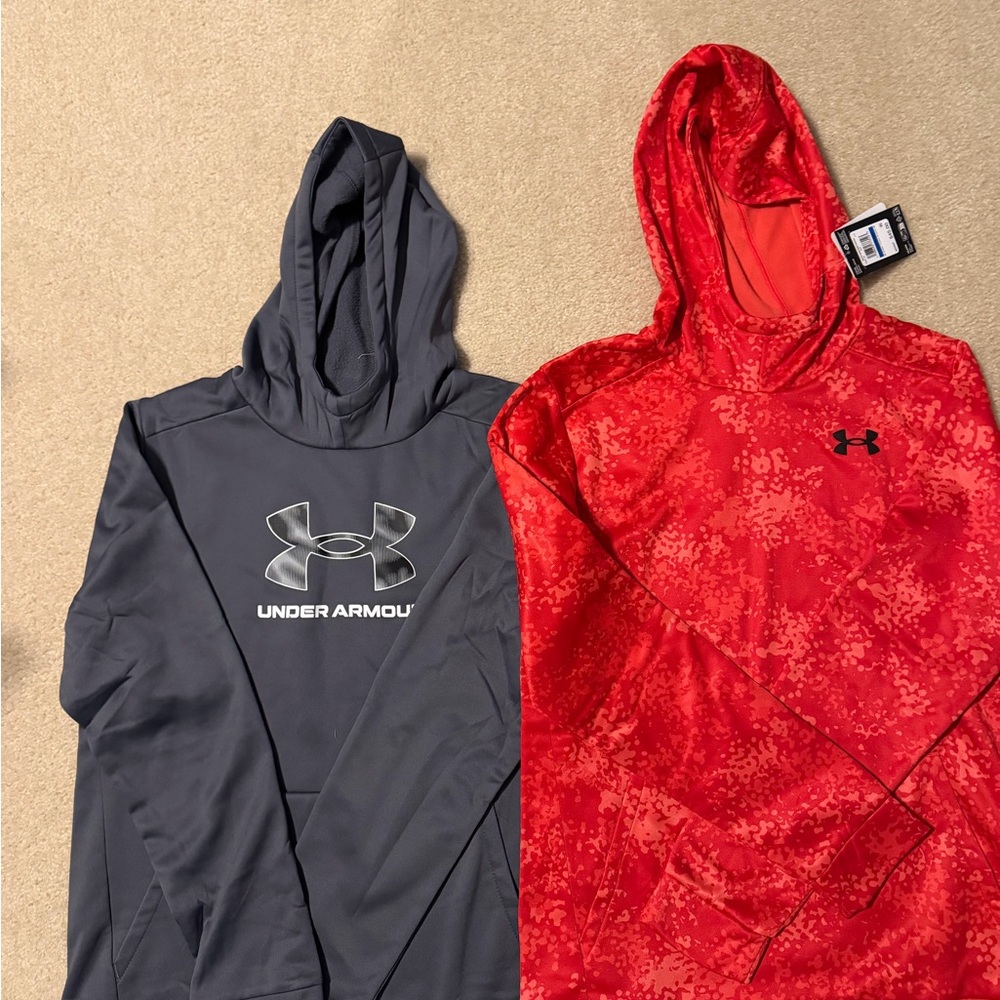 Under Armour Kids Red and Gray Hoodies